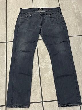 7 For All Mankind Jeans Mens 34x30 Gray The Straight Foolproof Denim Medium Wash